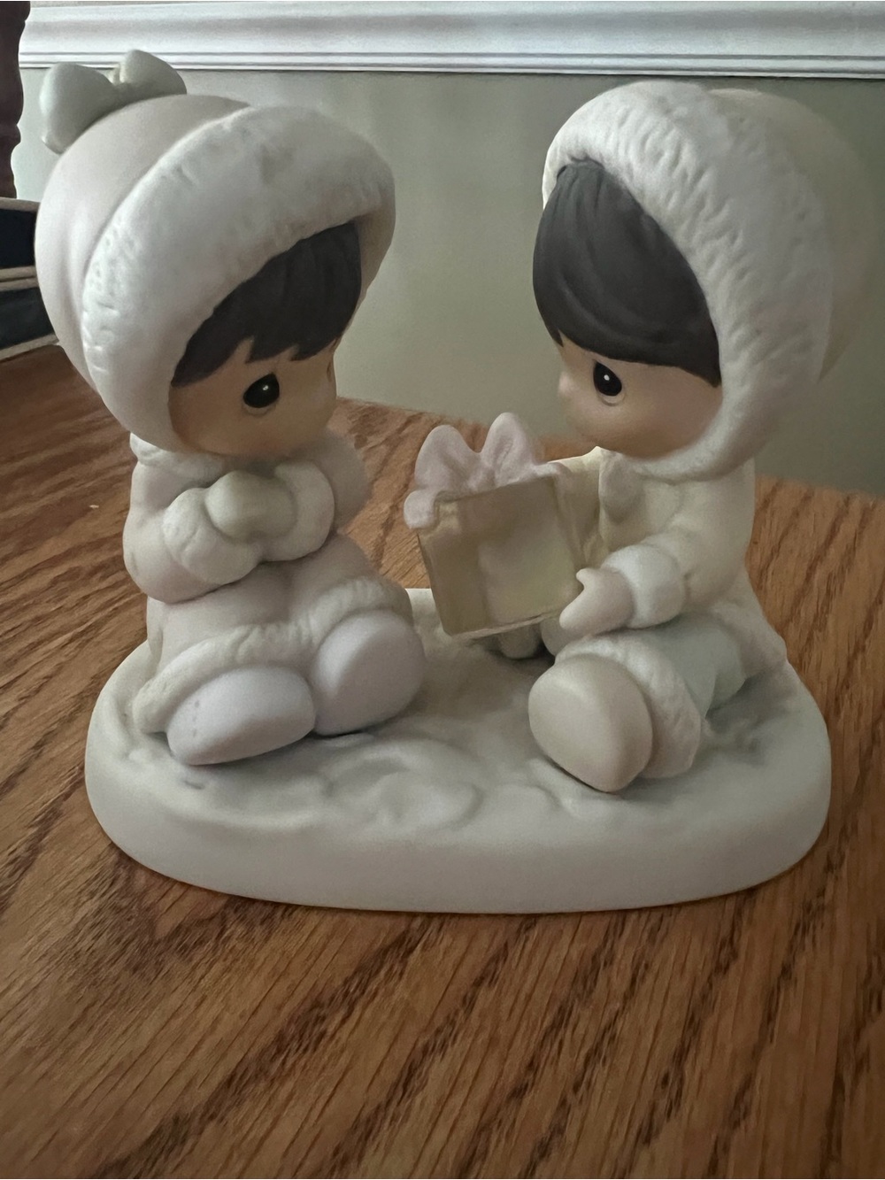 Precious Moments Cream and Brown Winter Children Figurine